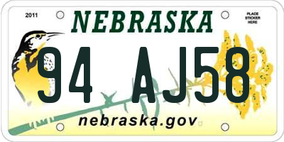 NE license plate 94AJ58