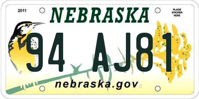 NE license plate 94AJ81