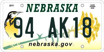 NE license plate 94AK18