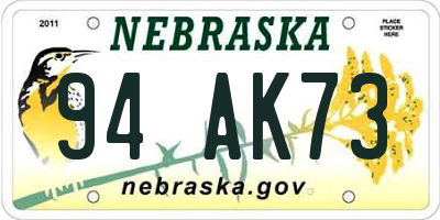 NE license plate 94AK73