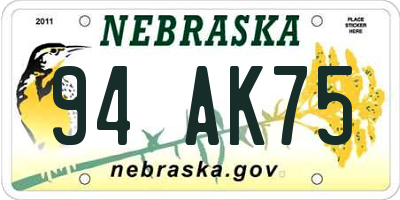 NE license plate 94AK75