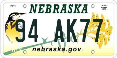 NE license plate 94AK77
