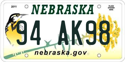NE license plate 94AK98