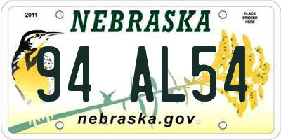 NE license plate 94AL54