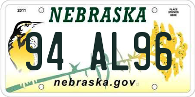 NE license plate 94AL96