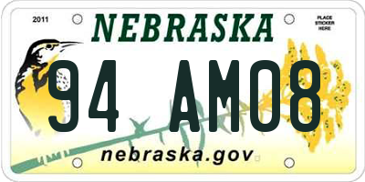 NE license plate 94AM08