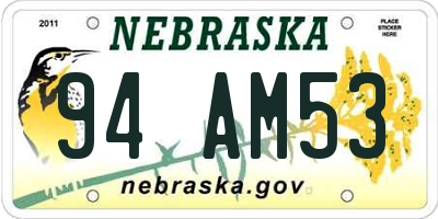 NE license plate 94AM53