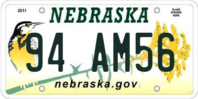 NE license plate 94AM56