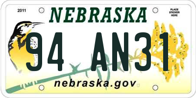NE license plate 94AN31