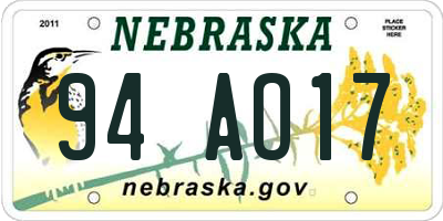 NE license plate 94AO17