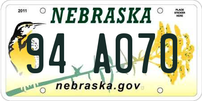 NE license plate 94AO70