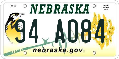 NE license plate 94AO84