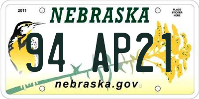 NE license plate 94AP21