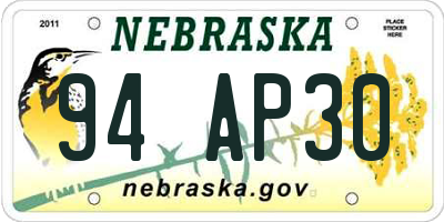 NE license plate 94AP30