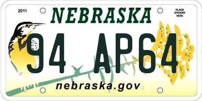 NE license plate 94AP64