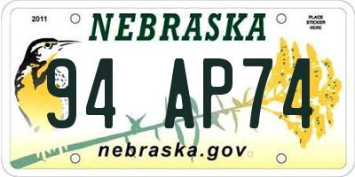 NE license plate 94AP74