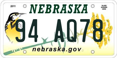 NE license plate 94AQ78