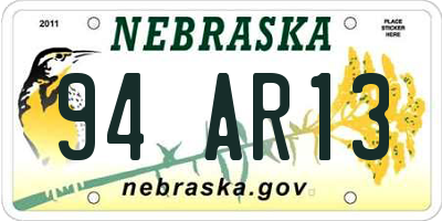 NE license plate 94AR13
