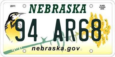 NE license plate 94AR68