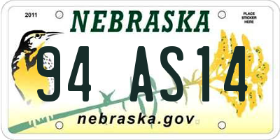 NE license plate 94AS14