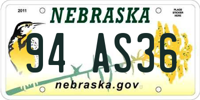 NE license plate 94AS36
