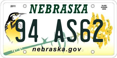 NE license plate 94AS62