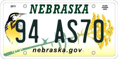 NE license plate 94AS70