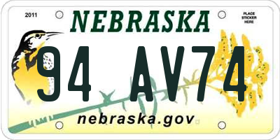 NE license plate 94AV74
