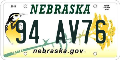 NE license plate 94AV76