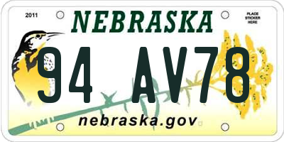 NE license plate 94AV78
