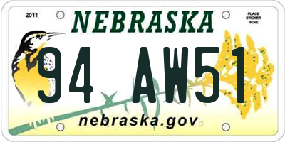 NE license plate 94AW51