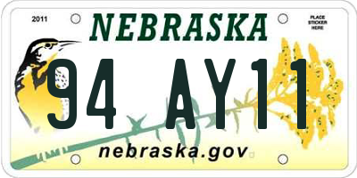 NE license plate 94AY11