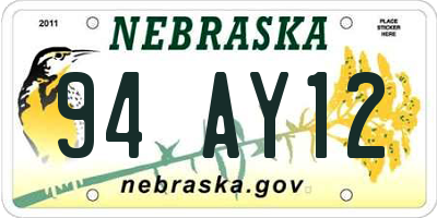 NE license plate 94AY12