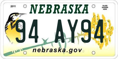 NE license plate 94AY94