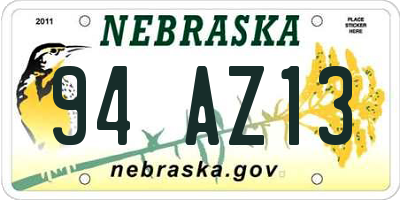 NE license plate 94AZ13