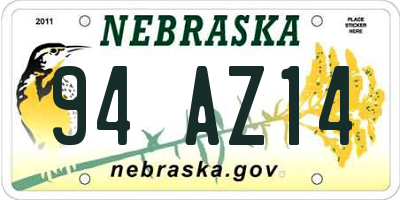NE license plate 94AZ14