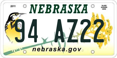 NE license plate 94AZ22