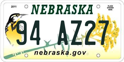 NE license plate 94AZ27