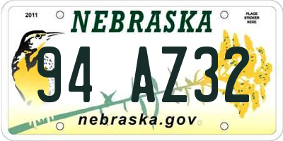 NE license plate 94AZ32