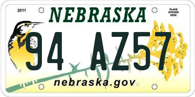 NE license plate 94AZ57