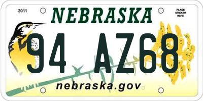 NE license plate 94AZ68