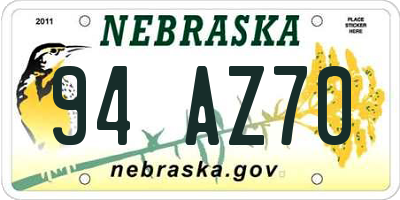 NE license plate 94AZ70