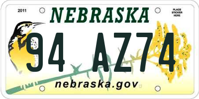 NE license plate 94AZ74