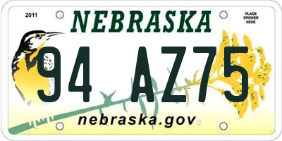 NE license plate 94AZ75