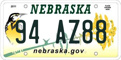 NE license plate 94AZ88