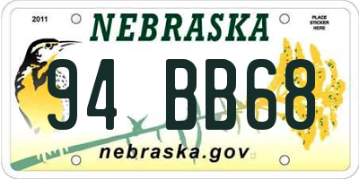 NE license plate 94BB68