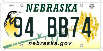NE license plate 94BB74