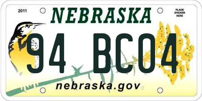 NE license plate 94BC04