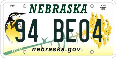NE license plate 94BE04