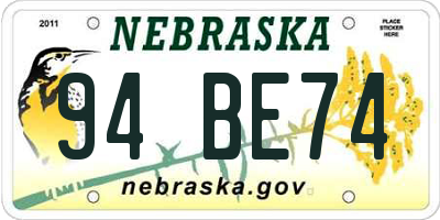 NE license plate 94BE74